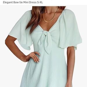 Elegant Bow-Tie Mini Dress in Light Mint